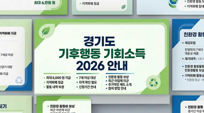 경기도민 대상 기후행동 기회소득 2026, 지역화폐로 받는 방법과 조건
