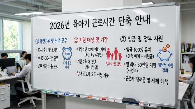 2026년 육아기 근로시간 단축 제도: 10시 출근 또는 조기퇴근, 임금 유지 혜택