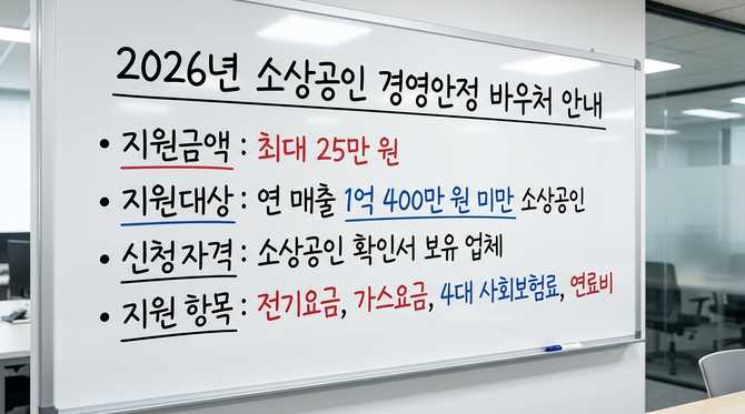 경영안정바우처 2026: 소상공인 지원금 최대 25만원 혜택 총정리
