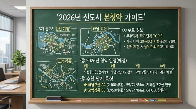 2026년 신도시 본청약 일정과 분양가 전망, 무주택자 로또 단지 TOP 3