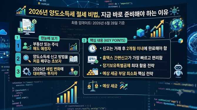 2026년 양도소득세 절세 비법, 지금 바로 준비해야 하는 이유