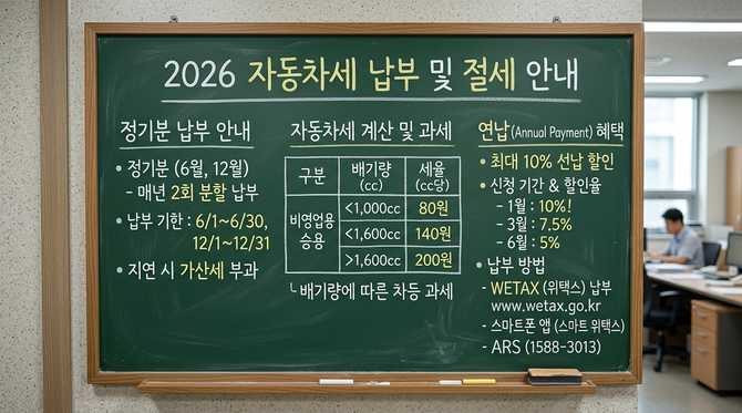 2026년 자동차세 납부 기간과 절약 방법 안내