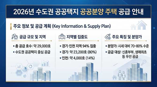 2026년 수도권 공공택지 공공분양주택 2.9만호 공급 일정과 대상 총정리