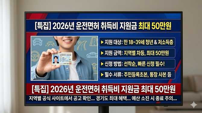 년 운전면허 지원금 최대 50만원, 지역별 신청 꿀팁은?