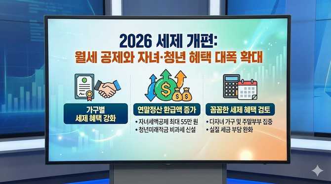 2026년 세제 개편: 월세 공제와 자녀·청년 혜택 대폭 확대