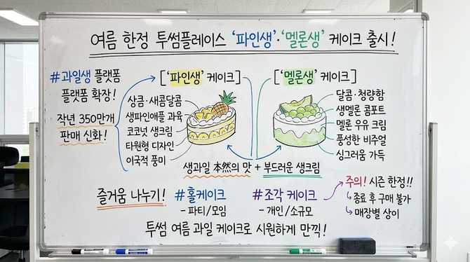 여름 한정 투썸플레이스 ‘파인생’·‘멜론생’ 케이크, 과일생 플랫폼 확장과 신메뉴 소개