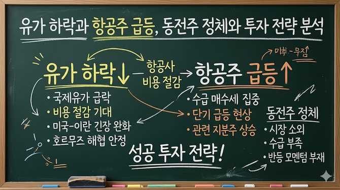 유가 하락과 항공주 급등, 동전주 정체와 투자 전략 분석