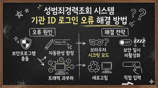 성범죄경력조회 발급시스템 기관 ID 로그인 오류 해결 방법