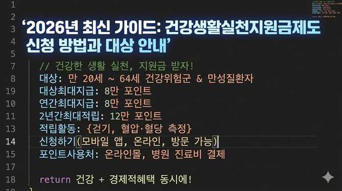 2026년 최신 가이드: 건강생활실천지원금제도 신청 방법과 대상 안내