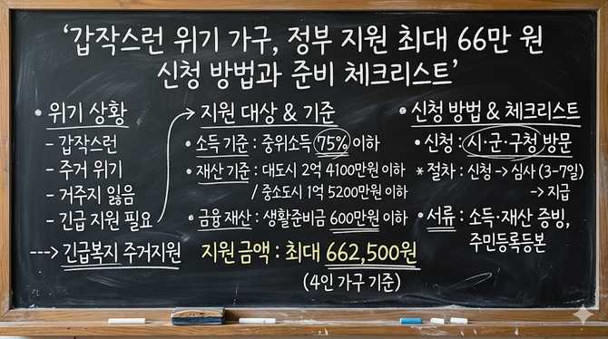 갑작스런 위기 가구, 정부 지원 최대 66만 원 신청 방법과 준비 체크리스트