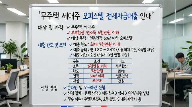 무주택 세대주 오피스텔 대출, 신청 조건과 절차는 어디서 확인할까