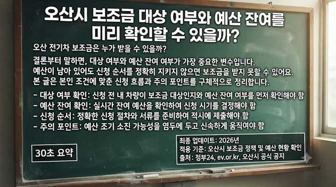 오산시 보조금 대상 여부와 예산 잔여를 미리 확인할 수 있을까?