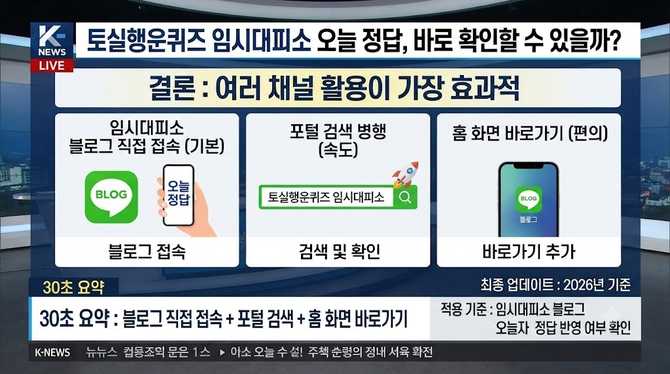 토실행운퀴즈 임시대피소의 오늘 정답, 바로 확인할 수 있을까?
