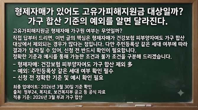 형제자매가 있어도 고유가피해지원금 대상일까? 가구 합산 기준의 예외를 알면 달라진다