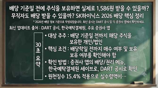 배당 기준일 전에 주식을 보유하면 실제로 1,586원 받을 수 있을까?