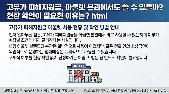 고유가 피해지원금, 아울렛 본관에서도 쓸 수 있을까? 현장 확인이 필요한 이유는?