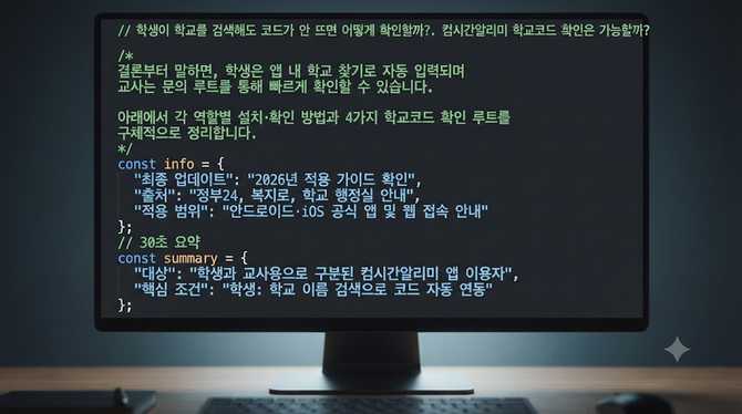 학생이 학교를 검색해도 코드가 안 뜨면 어떻게 확인할까?