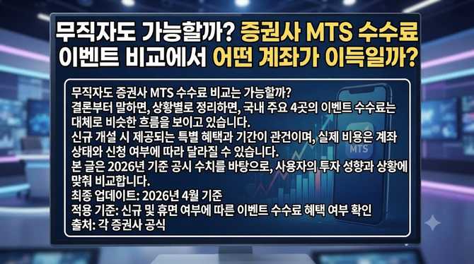 무직자도 가능할까? 증권사 MTS 수수료 이벤트 비교에서 어떤 계좌가 이득일까?