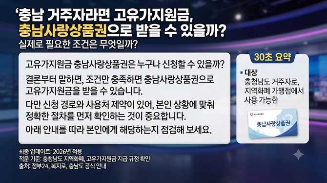 충남 거주자라면 고유가지원금, 충남사랑상품권으로 받을 수 있을까? 실제로 필요한 조건은 무엇일까?
