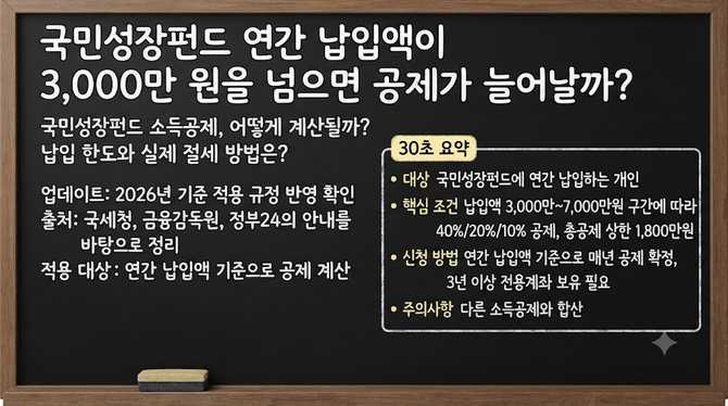 국민성장펀드 연간 납입액이 3,000만 원을 넘으면 공제가 늘어날까?