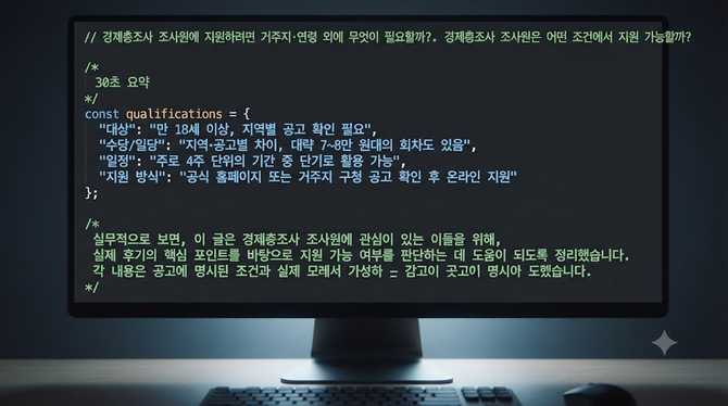 경제총조사 조사원에 지원하려면 거주지·연령 외에 무엇이 필요할까?