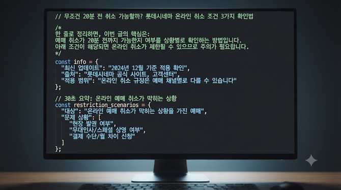 무조건 20분 전 취소 가능할까? 롯데시네마 온라인 취소 조건 3가지 확인법
