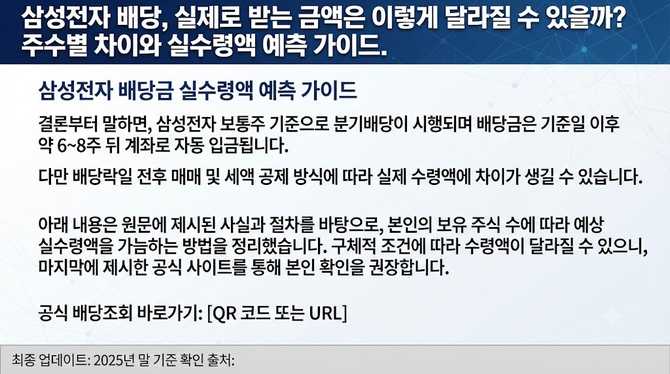 삼성전자 배당, 실제로 받는 금액은 이렇게 달라질 수 있을까? 주수별 차이와 실수령액 예측 가이드