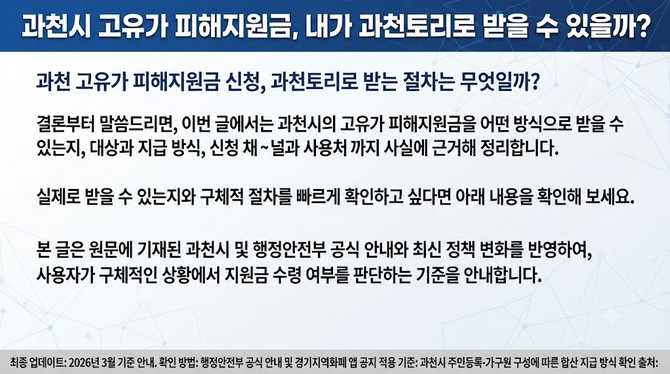 과천시 고유가 피해지원금, 내가 과천토리로 받을 수 있을까?