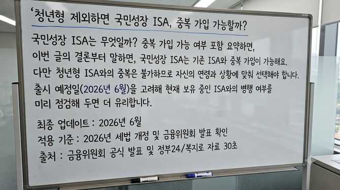 청년형 제외하면 국민성장 ISA, 중복 가입 가능할까?