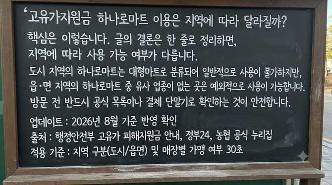 고유가지원금 하나로마트 이용은 지역에 따라 달라질까?