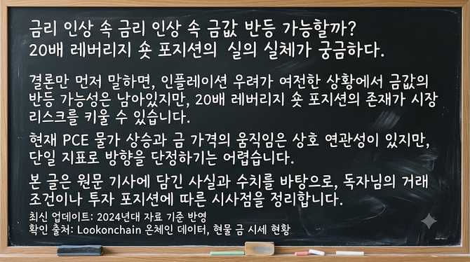 금리 인상 속 금값 반등 가능할까? 20배 레버리지 숏 포지션의 실체가 궁금하다