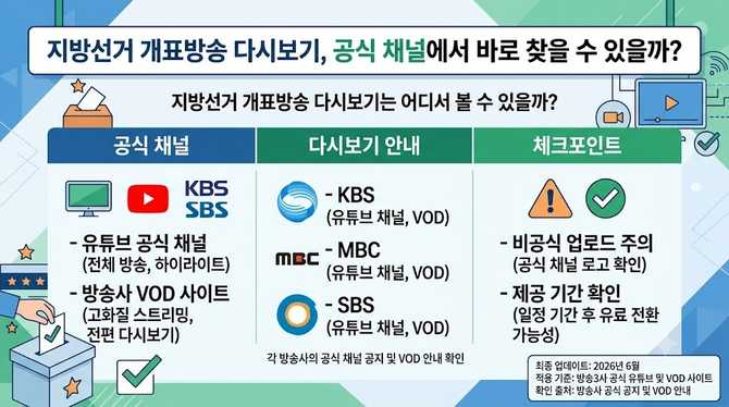 지방선거 개표방송 다시보기, 공식 채널에서 바로 찾을 수 있을까?
