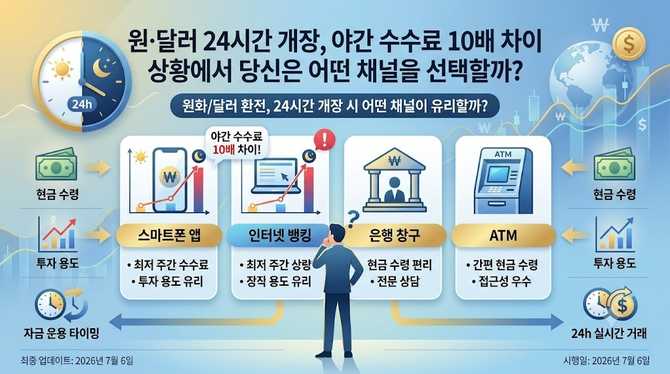 원·달러 24시간 개장, 야간 수수료 10배 차이 상황에서 당신은 어떤 채널을 선택할까?