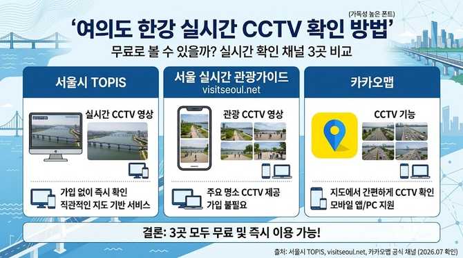 여의도 한강 CCTV, 무료로 볼 수 있을까? 실시간 확인 채널 3곳을 한 번에 비교해보니
