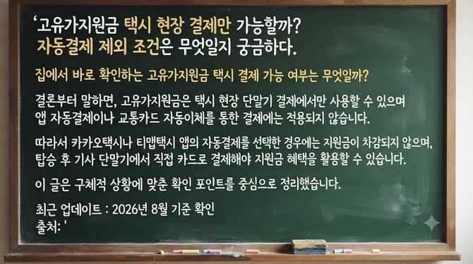 고유가지원금 택시 현장 결제만 가능할까? 자동결제 제외 조건은 무엇일지 궁금하다