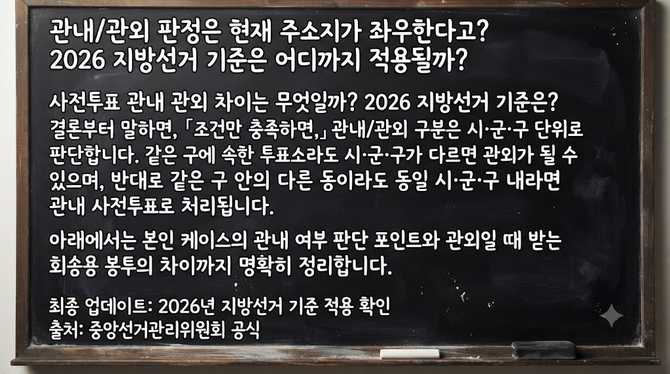 관내/관외 판정은 현재 주소지가 좌우한다고? 2026 지방선거 기준은 어디까지 적용될까?