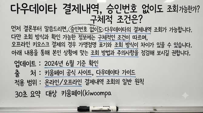 다우데이타 결제내역, 승인번호 없이도 조회 가능한가? 구체적 조건은?