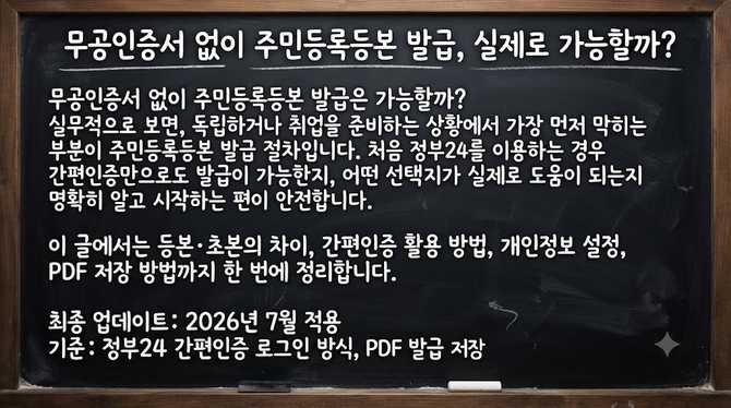 무공인증서 없이 주민등록등본 발급, 실제로 가능할까?