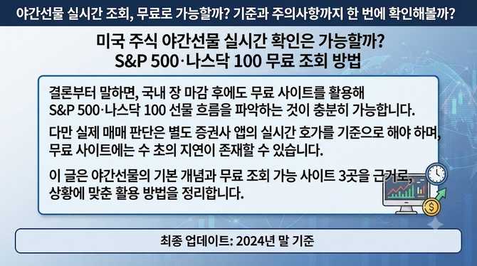 야간선물 실시간 조회, 무료로 가능할까? 기준과 주의사항까지 한 번에 확인해볼까?