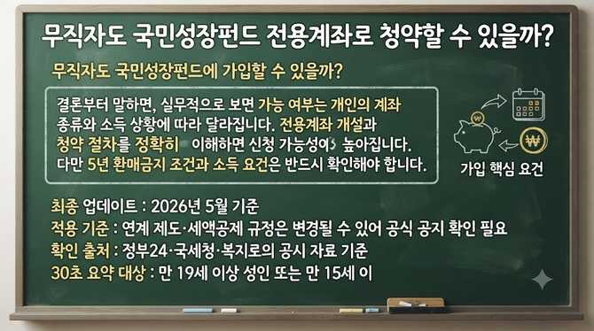 무직자도 국민성장펀드 전용계좌로 청약할 수 있을까?