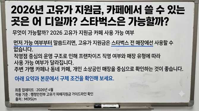2026년 고유가 지원금, 카페에서 쓸 수 있는 곳은 어디일까? 스타벅스은 가능할까?