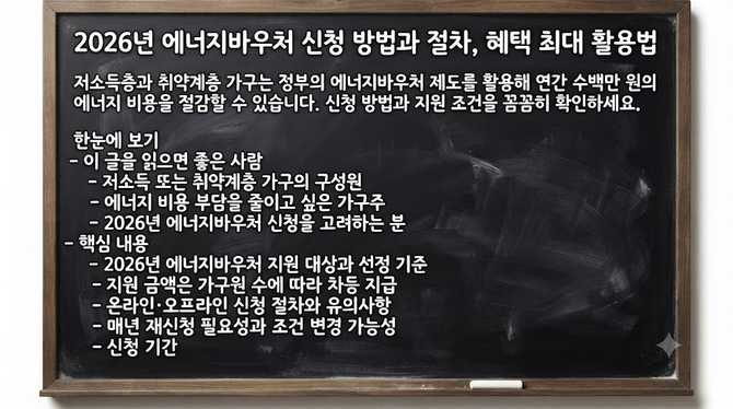 2026년 에너지바우처 신청 방법과 절차, 혜택 최대 활용법