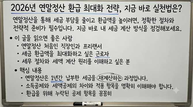2026년 연말정산 환급 최대화 전략, 지금 바로 실천법은?