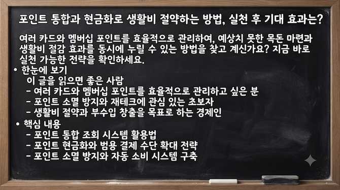 포인트 통합과 현금화로 생활비 절약하는 방법, 실천 후 기대 효과는?