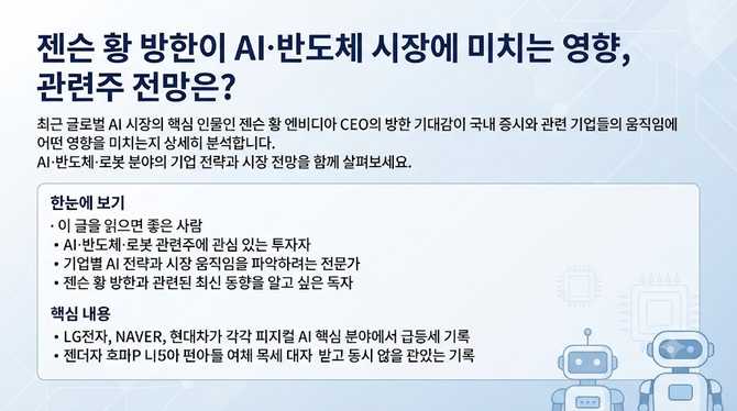 젠슨 황 방한이 AI·반도체 시장에 미치는 영향, 관련주 전망은?