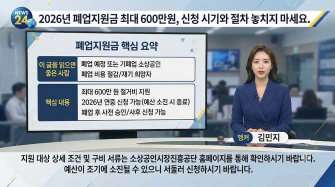 2026년 폐업지원금 최대 600만원, 신청 시기와 절차 놓치지 마세요