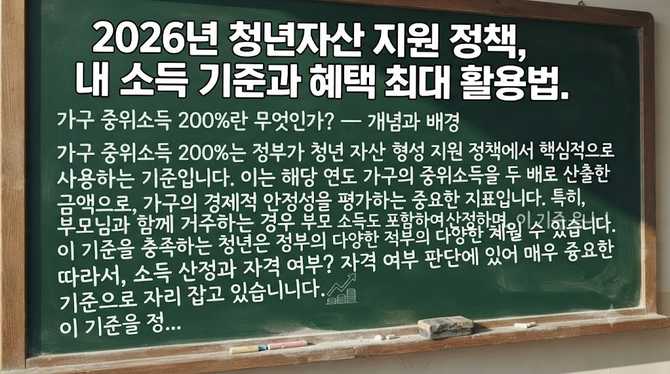 2026년 청년자산 지원 정책, 내 소득 기준과 혜택 최대 활용법