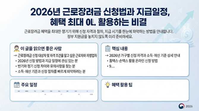 2026년 근로장려금 신청법과 지급일정, 혜택 최대 활용하는 비결