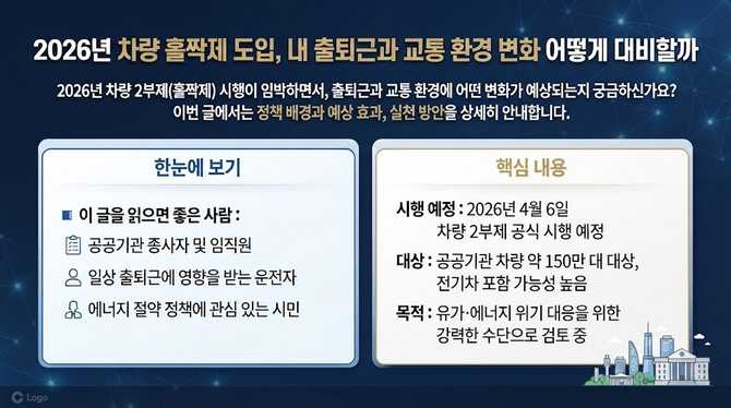 2026년 차량 홀짝제 도입, 내 출퇴근과 교통 환경 변화 어떻게 대비할까