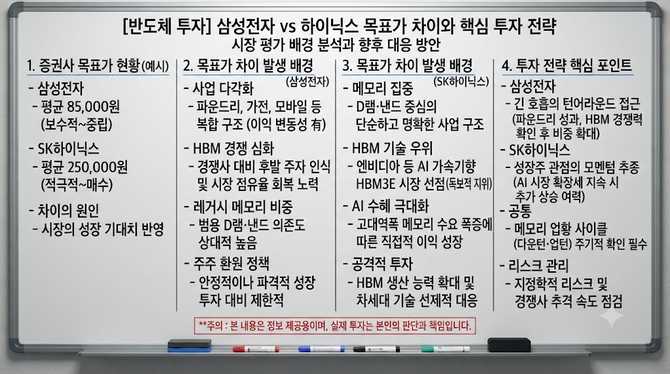 삼성전자와 하이닉스 목표가 차이, 투자 전략 세우기 위한 핵심 포인트